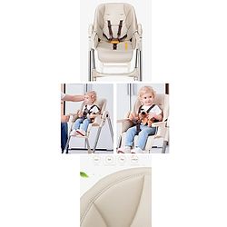 Babyhug Multifunctional Portable High Chair with 5 Level Height Adjustment -Beige| Compact Fold| Removable Wheels with Lock| Removable Double Food Tray| Cushion Seat