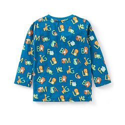 Babyhug Cotton Knit Full Sleeves Night Suit With Text Print - Blue