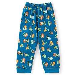 Babyhug Cotton Knit Full Sleeves Night Suit With Text Print - Blue