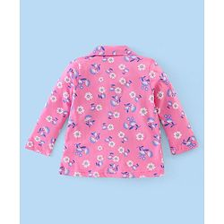 Babyhug Cotton Knit Full Sleeves Floral Printed Night Suit - Pink