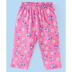 Babyhug Cotton Knit Full Sleeves Floral Printed Night Suit - Pink