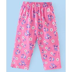 Babyhug Cotton Knit Full Sleeves Floral Printed Night Suit - Pink