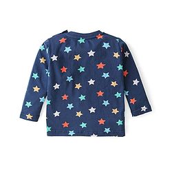Babyhug Cotton Knit Full Sleeves Night Suit With Star Print - Navy Blue