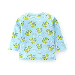 Babyhug Cotton Knit Full Sleeves Dragon Printed Night Suit - Blue
