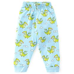 Babyhug Cotton Knit Full Sleeves Dragon Printed Night Suit - Blue