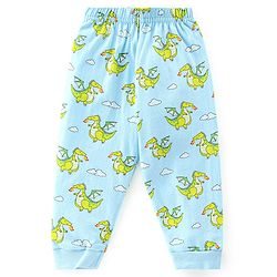 Babyhug Cotton Knit Full Sleeves Dragon Printed Night Suit - Blue