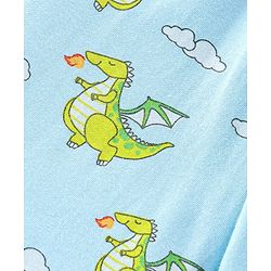 Babyhug Cotton Knit Full Sleeves Dragon Printed Night Suit - Blue