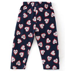 Babyhug Cotton Single Jersey Knit Full Sleeves Night Suit Heart Print - Navy Blue
