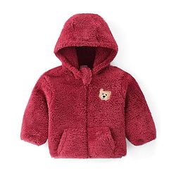 Babyhug Full Sleeves Jacket with Bear Patch - Maroon