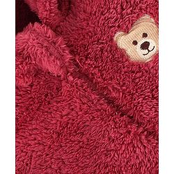 Babyhug Full Sleeves Jacket with Bear Patch - Maroon