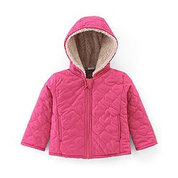 Babyhug Full Sleeves Solid Colour Quilted Hooded Jacket - Pink