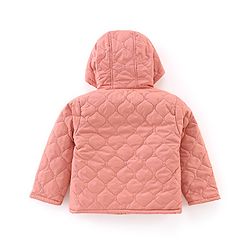 Babyhug Full Sleeves Solid Colour Quilted Hooded Jacket - Custard