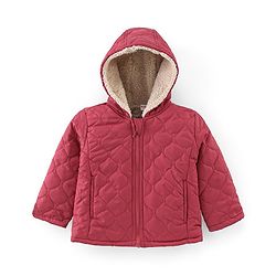 Babyhug Full Sleeves Solid Colour Quilted Hooded Jacket - Red