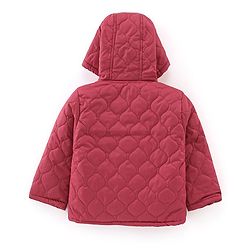 Babyhug Full Sleeves Solid Colour Quilted Hooded Jacket - Red