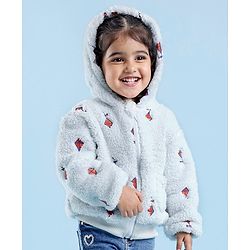 Babyhug Woven Full Sleeves Hooded  Jacket Kite Design  - Light Blue