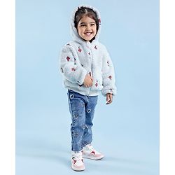 Babyhug Woven Full Sleeves Hooded  Jacket Kite Design  - Light Blue