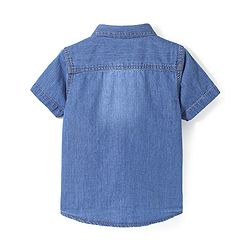 Babyhug Cotton Woven Half Sleeves Two Pockets Solid Denim Shirt - Blue