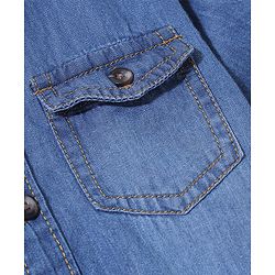 Babyhug Cotton Woven Half Sleeves Two Pockets Solid Denim Shirt - Blue