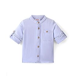 Babyhug Cotton Woven Full Sleeves Solid Colour Double Cloth Shirt - Lavender