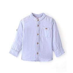 Babyhug Cotton Woven Full Sleeves Solid Colour Double Cloth Shirt - Lavender