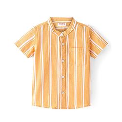 Babyhug Cotton Woven Half Sleeves Striped Shirt - Yellow