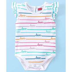 Babyhug 100% Cotton Interlock Cap Sleeves Onesies Love Print Pack of 3 - Multicolor