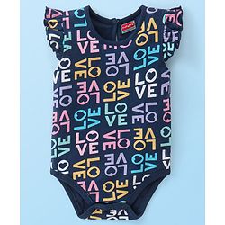 Babyhug 100% Cotton Interlock Cap Sleeves Onesies Love Print Pack of 3 - Multicolor
