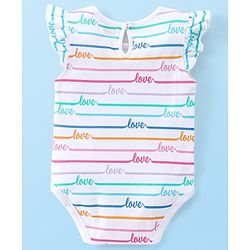 Babyhug 100% Cotton Interlock Cap Sleeves Onesies Love Print Pack of 3 - Multicolor