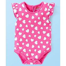 Babyhug 100% Cotton Interlock Cap Sleeves Onesies Love Print Pack of 3 - Multicolor