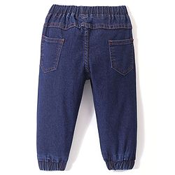 Babyhug Full Length Stretchable Solid Color Denim Jogger Dark Blue (Drawstring Colour May Vary)