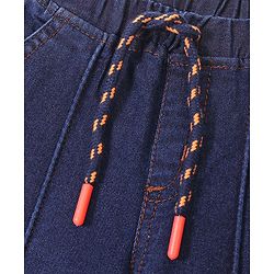 Babyhug Full Length Stretchable Solid Color Denim Jogger Dark Blue (Drawstring Colour May Vary)