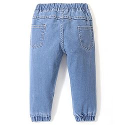 Babyhug Full Length Stretchable Solid Color Denim Jogger - Light Blue