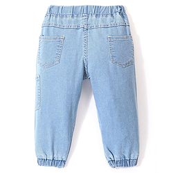 Babyhug Full Length Stretchable Solid Color Denim Jogger - Light Blue
