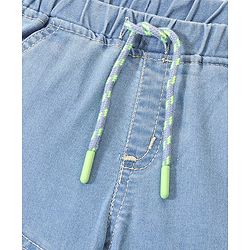 Babyhug Full Length Stretchable Solid Color Denim Jogger - Light Blue