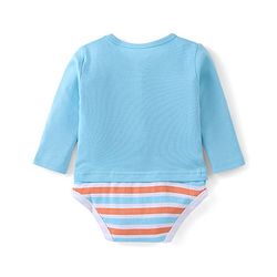 Babyhug 100% Cotton Knit Full Sleeves Onesies Reindeer Print - Blue