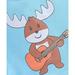 Babyhug 100% Cotton Knit Full Sleeves Onesies Reindeer Print - Blue
