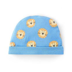 Babyhug 100% Cotton Full Sleeves Lion Printed Onesies with Cap Mittens & Booties - Blue