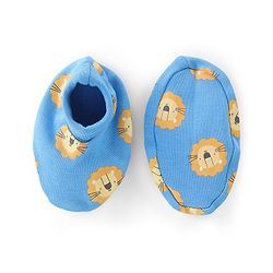 Babyhug 100% Cotton Full Sleeves Lion Printed Onesies with Cap Mittens & Booties - Blue