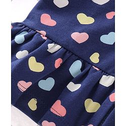 Babyhug Cotton Knit Full Sleeves Hooded Sweatjacket with Heart Print - Navy Blue