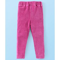 Babyhug 100% Cotton Knit Full Sleeves Top & Corduroy Jegging With Floral Print - White & Purple