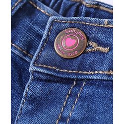 Babyhug Cotton Mid Thigh Length Stretchable Denim Shorts with Ribbon Patch - Blue