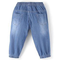 Babyhug 100% Cotton Denim Full Length Joggers- Blue