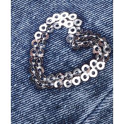 Babyhug Denim Full Length Stretchable Washed Jeans With Heart Sequine Detailing - Blue