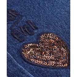 Babyhug Denim Full Length Sequins Detailing & Washed Stretchable Jeans - Blue