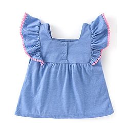 Babyhug 100% Cotton Knit Full Sleeves With Top & Leggings Floral Embroidery - Purple & Pink