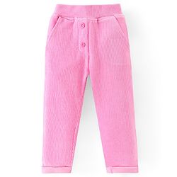 Babyhug 100% Cotton Knit Full Sleeves With Top & Leggings Floral Embroidery - Purple & Pink