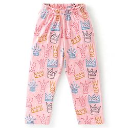 Babyhug Interlock Full Sleeves Winterwear Nightsuit with Crown Printed - Pink