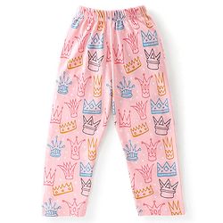 Babyhug Interlock Full Sleeves Winterwear Nightsuit with Crown Printed - Pink
