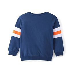 Babyhug Cotton Knit Full Sleeves Sweatshirt with Text Graphics - Navy Blue
