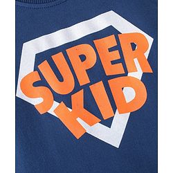 Babyhug Cotton Knit Full Sleeves Sweatshirt with Text Graphics - Navy Blue